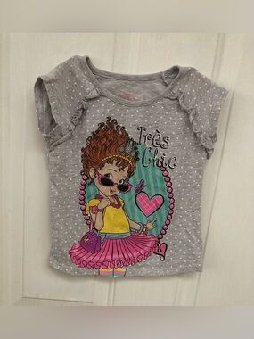 🎀💎🎀Disney Grey Polka Dot 'Très Chic' Fancy Nancy Graphic Tee with Pink Accents